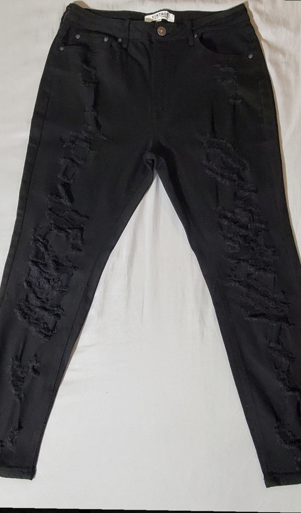 NW High Waisted Ripped Mom Jeans Black
